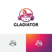 fuerte gladiador caballero espartano guerrero gimnasio deporte fitness logos vector