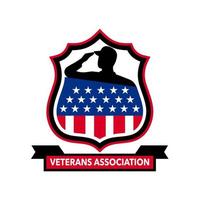 veterano americano, soldado, saludo, estados unidos, bandera, mascota, retro vector