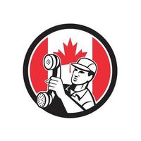 Canadian telephone repairman mascot retro style vector