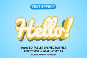 hello 3d editable text effect vector