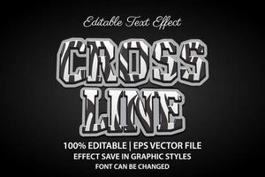 cross line white and black 3d editable text effect vector