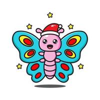 cute cartoon butterfly celebrating christmas vector