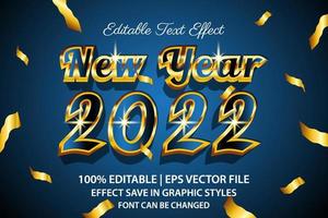 feliz año nuevo 2022 efecto de texto editable estilo 3d vector