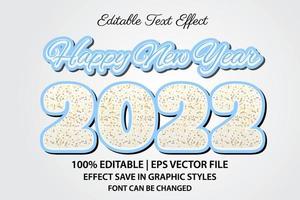 feliz año nuevo 2022 efecto de texto editable estilo 3d vector