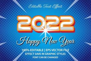 feliz año nuevo 2022 efecto de texto editable estilo 3d