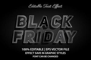 viernes negro efecto de texto editable 3d vector