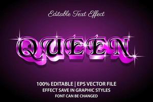 efecto de texto editable de reina de lujo estilo 3d vector