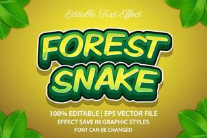 efecto de texto editable de serpiente de bosque estilo 3d vector