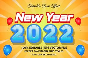 feliz año nuevo 2022 efecto de texto editable estilo 3d vector