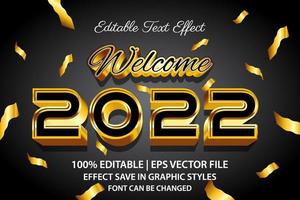 feliz año nuevo 2022 efecto de texto editable estilo 3d vector