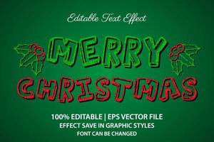 feliz navidad efecto de texto editable estilo 3d
