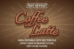 coffee latte 3d editable text effect vector