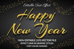 feliz año nuevo efecto de texto editable estilo 3d vector