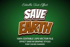 save earth 3d editable text effect vector