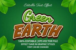 efecto de texto editable 3d tierra verde vector