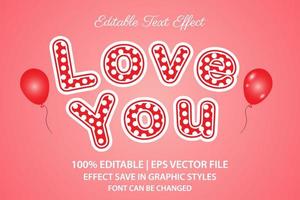 te amo efecto de texto editable estilo 3d vector