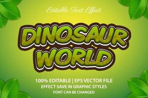 efecto de texto editable 3d del mundo de los dinosaurios vector