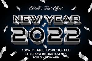 feliz año nuevo 2022 efecto de texto editable estilo 3d vector