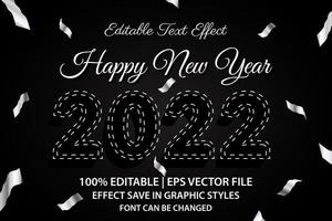 feliz año nuevo 2022 efecto de texto editable estilo 3d vector