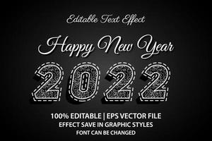 feliz año nuevo 2022 efecto de texto editable estilo 3d vector