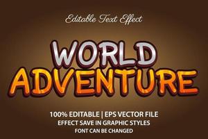 efecto de texto editable 3d de aventura mundial vector