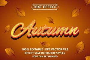 efecto de texto editable 3d de otoño vector