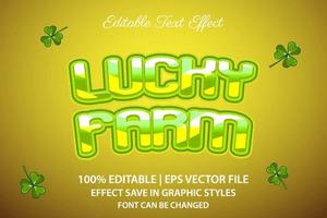 lucky farm brillante efecto de texto editable estilo 3d vector