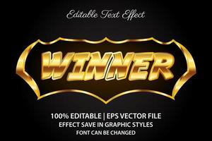 ganador juego efecto de texto editable estilo 3d vector