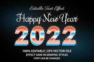 feliz año nuevo 2022 efecto de texto editable estilo 3d vector