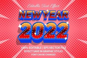feliz año nuevo 2022 efecto de texto editable estilo 3d