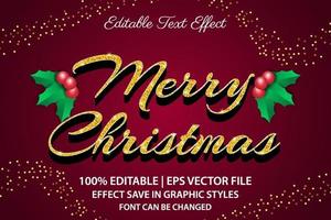 merry christmas editable text effect 3d style vector