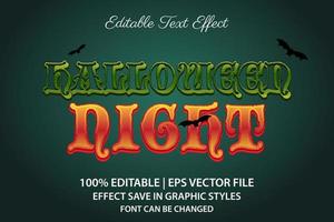 halloween night 3d editable text effect vector