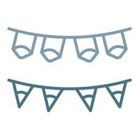 bunting line icono de dos colores vector