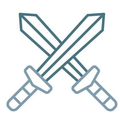 Two crossed swords colored outline icon Royalty Free Vector