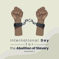 día internacional por la abolición de la esclavitud, mano con cadena y trasfondo estético