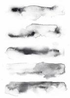 set of black rough watercolor texture. set of grungy brush stroke collection for graphic design element decoration. photo