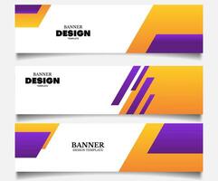 diseño de banner en naranja y morado. vector