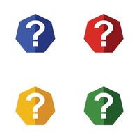 Set of Silhouette Hexagon Question Mark Flat Design Icons, Hexagon Question Mark Icons Isolated on White Background vector