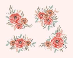 Romantic and beautiful watercolor bouquet floral decoration vector