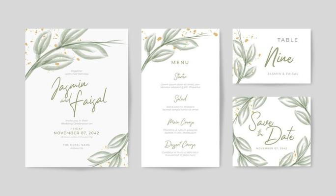 Luxury and simple wedding invitation with Beautiful floral watercolor