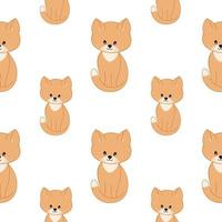 Cute kittens and cat isolated on white background. Vector pattern with cats for children's room,. Seamless endless background for printing on fabric, packaging paper, clothing.