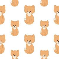 Cute kittens and cat isolated on white background. Vector pattern with cats for children's room,. Seamless endless background for printing on fabric, packaging paper, clothing.