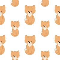 lindos gatitos y gato aislado sobre fondo blanco. patrón de vector con gatos para la habitación de los niños. fondo sin fin sin fisuras para imprimir en tela, papel de embalaje, ropa.