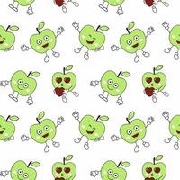 Seamless endless pattern with funny apples. The cover of the book. Tailoring of children's clothing from textiles. Material for packaging paper. Background and Wallpaper. vector