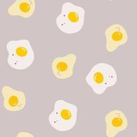 huevos revueltos de patrones sin fisuras. desayuno de la mañana con huevos fritos. Fondo de vector de productos agrícolas para scrapbooking textil, diseño de papel tapiz