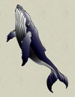 whale ocean animal tattoo vector