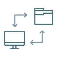 línea de transferencia de archivos icono de dos colores vector