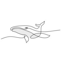 Continuous one line of big whale poster for wallpaper vector