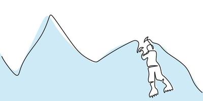 Continuous one line of a man being ice hiking vector