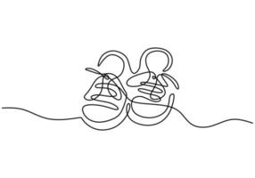 Continuous one line of a pair of baby shoes vector